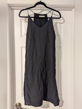 Black V-Neck Midi Dress